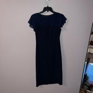 Navy blue midi dress with sheer sleeve top Harper Rose 4
